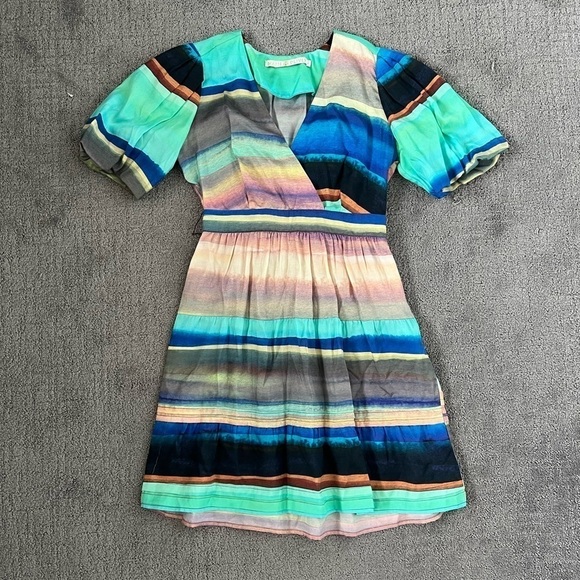 Marie Oliver Callie Tie Dye Silk Blend A Line Mini Dress - Picture 3 of 7